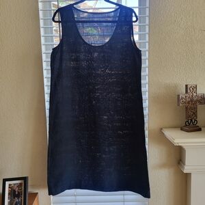 LenokLINEN Navy Blue Midi Tank Dress